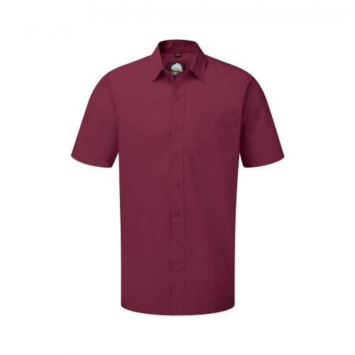 Manchester Premium S/S Shirt - 16.5 - Burgundy