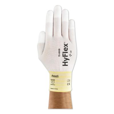 HyFlex 11-605 Fingertip-Coated Gloves, Size 6, White