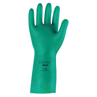 AlphaTec Solvex Nitrile Gloves, Gauntlet Cuff, Unlined, Size 10, Green, 15 mil