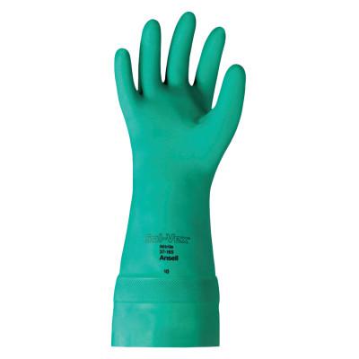 AlphaTec Solvex Nitrile Gloves, Gauntlet Cuff, Unlined, Size 10, Green, 22 mil