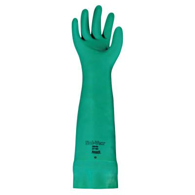 AlphaTec Solvex Nitrile Gloves, Gauntlet Cuff, Unlined, Size 10, Green, 22 mil