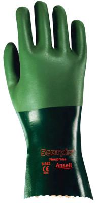 AlphaTec 08-352 Neoprene Dipped Gloves, Rough Finish, Size 7, Green