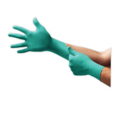 TouchNTuff 92-500 Disposable Nitrile Gloves, Rolled Cuff, Size 7.5 to 8, Green