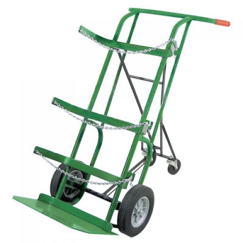 Retractable Dual-Cylinder Delivery Carts, 10 in Solid Rubber/Plastic Rim Wheels
