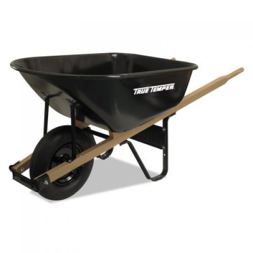 Steel Medium Duty Wheelbarrow, 6 cu ft,1  Smooth, Oilube Bearing Wheel, Black