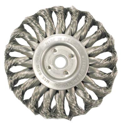 ANDERSON BRUSH Med. Twist Knot Wire Wheel-TS/TSX Series, 6 D x 1/2 W, .016 Stainless 9,000 rpm