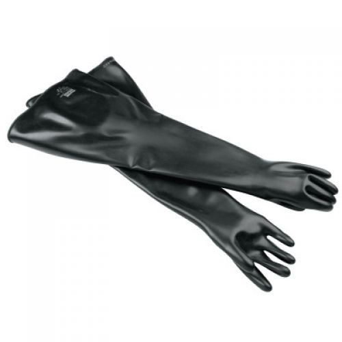 Neoprene Glovebox Gauntlet Gloves, Black, Smooth, 9 3/4