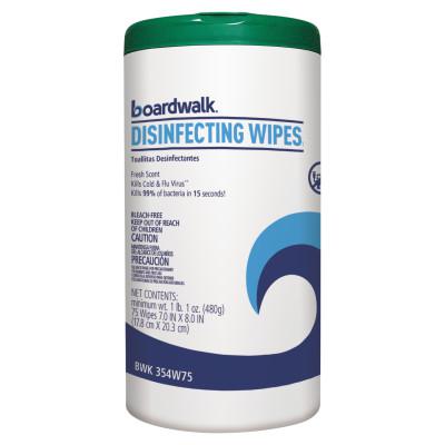 BOARDWALK PAPER Disinfecting Wipes, 8 x 7, Fresh Scent, 75/Canister