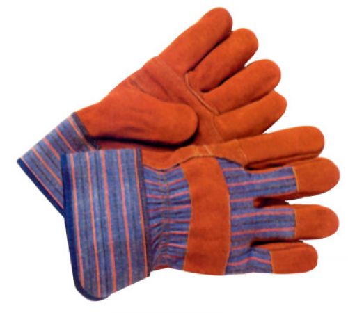 Work Gloves, Large, Cowhide, Blue
