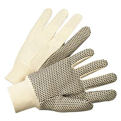 Premium Grade Canvas Dotted Gloves, 8 oz, Mens, White/Black