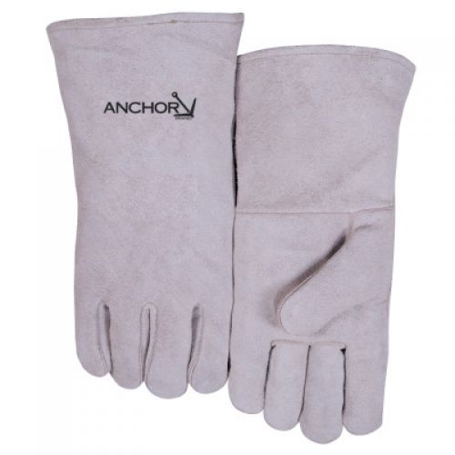 Leather Welder's Gloves, Shoulder Split Cowhide, Large, Gray