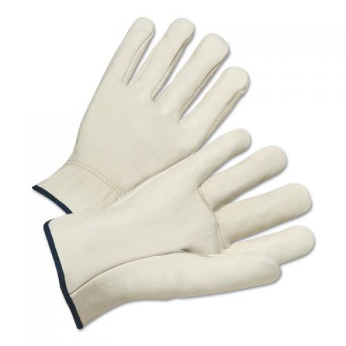 Quality Grain Cowhide Leather Driver Gloves, Small, Unlined, Natural
