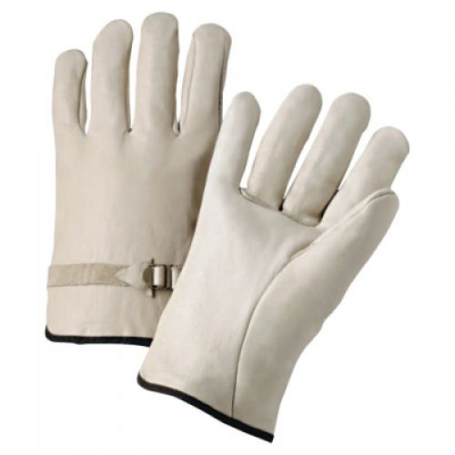 Quality Grain Cowhide Leather Driver Gloves, Large, Unlined, Natural