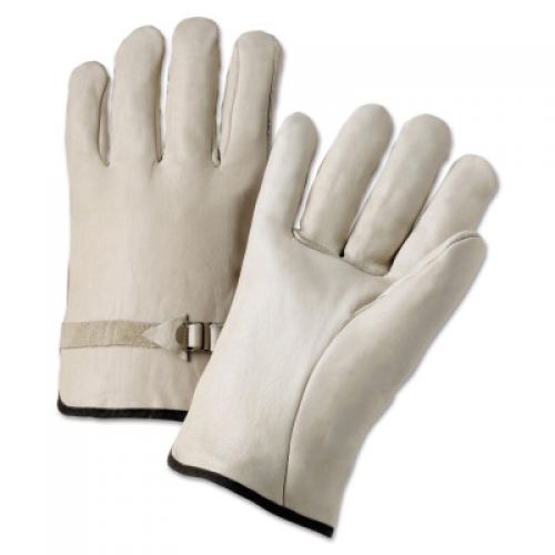 Quality Grain Cowhide Leather Driver Gloves, Medium, Unlined, Natural