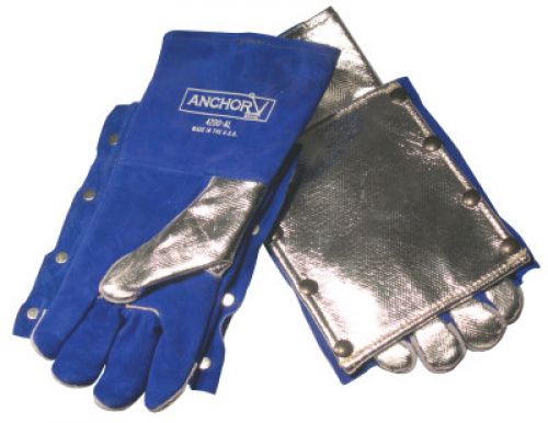 Welding Gloves, Split Cowhide, Full Sock Lining, Large, Blue, Glove w/ Back Pad