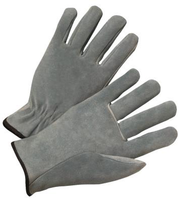Split Cowhide Leather Driver Gloves, Large, Unlined, Pearl Gray