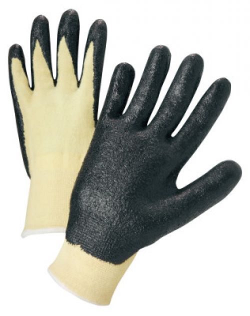 Nitrile Coated Kevlar Gloves, Large, Yellow/Black