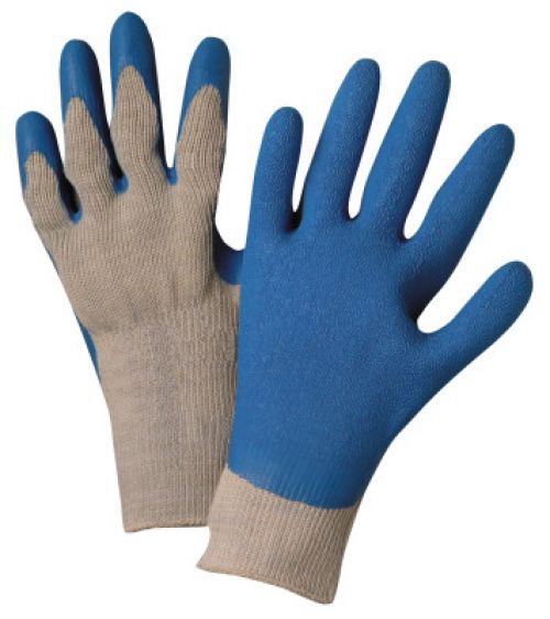 Latex Coated Gloves, Large, Blue/Gray