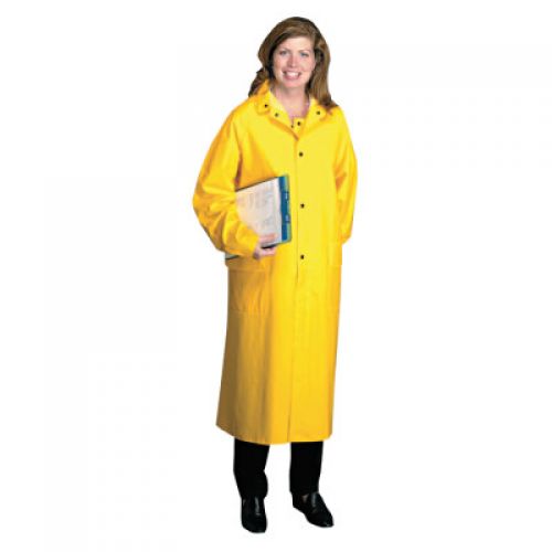 48 in Raincoat with Detachable Hood, 0.35 mm, PVC over Polyester, Yellow, X-Large