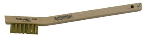 Utility Brush, 7-1/2 in L, 3 x7 Rows, Brass Bristles, Curved Wood Handle