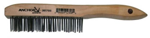 Hand Scratch Brush, 4 X 16 Rows, Stainless Steel Bristles, Shoe Wood Handle