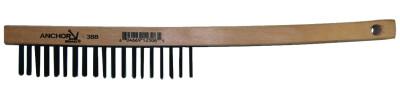 Hand Scratch Brush, 3 X 19 Rows, Carbon Steel Bristles, Curved Wood Handle