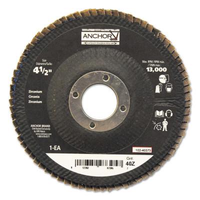 Abrasive High Density Flap Disc, 4-1/2 in Dia, 40 Grit, 7/8 in Arbor, 12,000 rpm