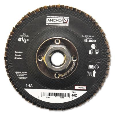 Abrasive High Density Flap Discs, 4 1/2 in Dia, 40 Grit, 5/8-11 Arbor, Type 27
