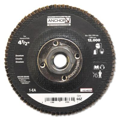 Abrasive High Density Flap Discs, 4-1/2 in Dia, 60 Grit, 5/8 in - 11 Arbor, 12,000 rpm