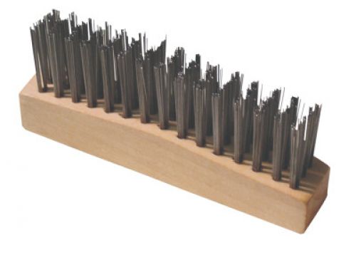 Chipping Hammer Brush, 4-5/8 in L, 3 X 15 Rows, Carbon Steel Bristles, Straight Wood Handle