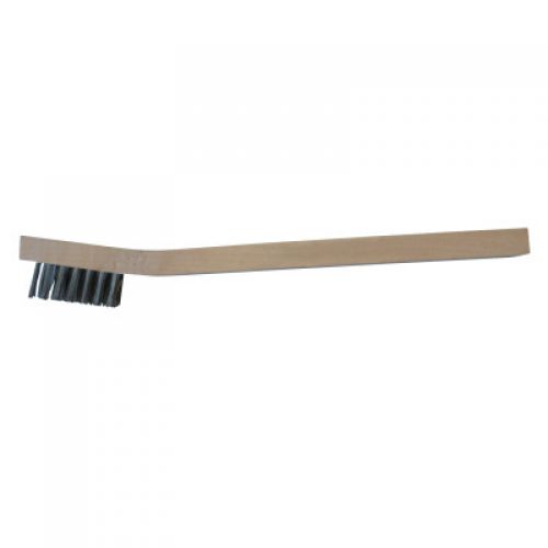 Inspection Brush, 3 x 7 Rows, Stainless Steel Bristles, Curved Wood Handle