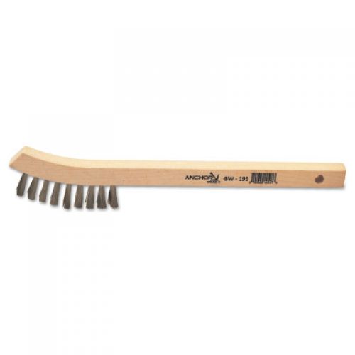 Inspection Brushes, 2 x 9 Rows, Stainless Steel, 8 3/4 in L, Bent Wood Handle