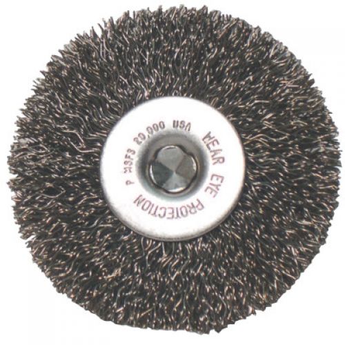 Crimped Wheel Brushes, 6 in D x 7/8 in W, 0.014 in, Carbon Steel