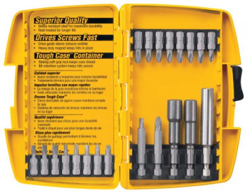 Tough Case Screwdriving Set, Phillips, Slotted, Square Recess, Nut Driver, 1/4 in Hex Shank, 21 Piece
