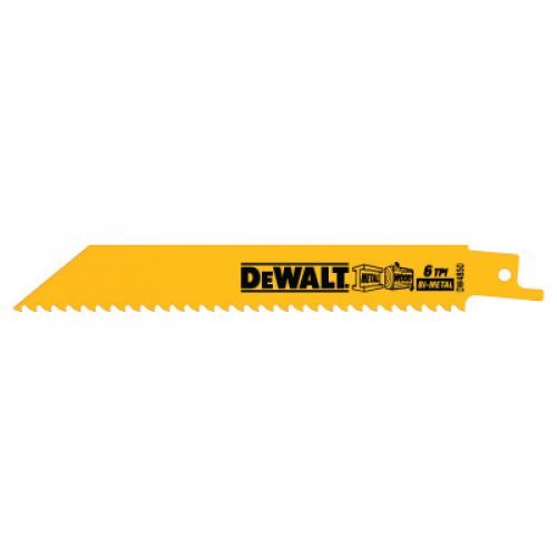 BiMetal Reciprocating Saw Blades, 6", 6 TPI, Straight Back