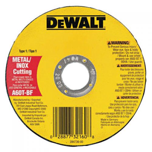Type 1 Thin Metal Cutting Wheel, 4-1/2 in dia, 0.045 in Thick, 7/8 in Arbor, A60T Grit