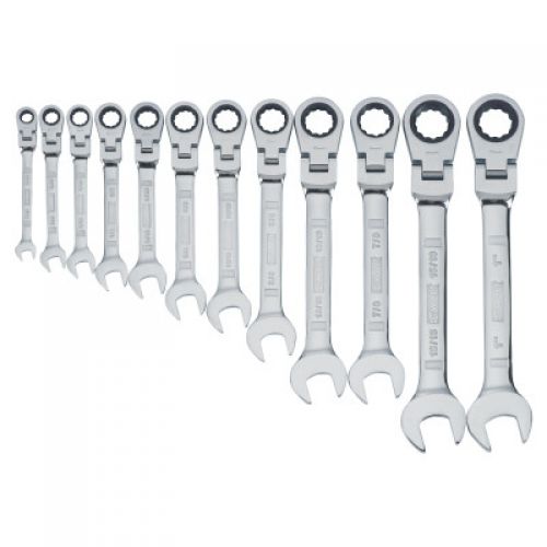 12 Piece Flex Head Ratcheting Wrench Set, SAE, 5/16 in to 1 in
