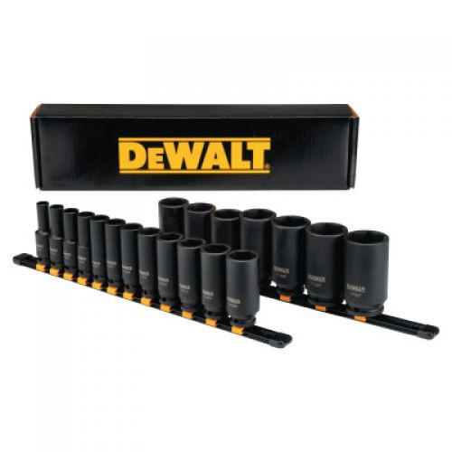 19 Piece Deep Impact Socket Sets, 1/2 in Drive, 6 Point, Inch