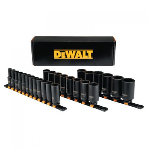 26 Piece Deep Metric Impact Socket Sets, 1/2 in Drive, 6 Point
