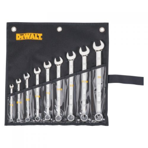 9 Pc Combination Wrench Set, 1/2, 1/4, 11/16, 3/4, 3/8, 5/16, 5/8, 7/16, 9/16 in Drive