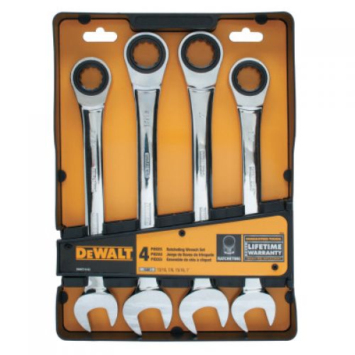 4 Piece Ratcheting Combo Wrench Set, SAE