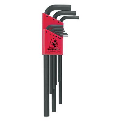 Hex L-Wrench Key Sets, 9 per holder, Hex Tip, Metric