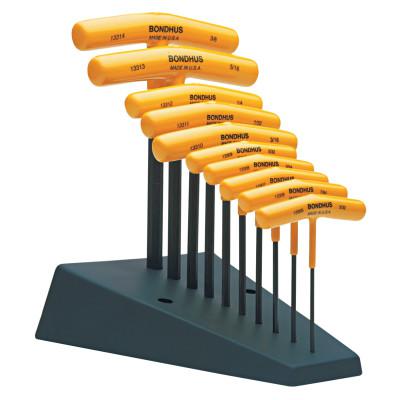T-Handle Hex Tool Sets, 10 per stand, Hex Tip, Inch