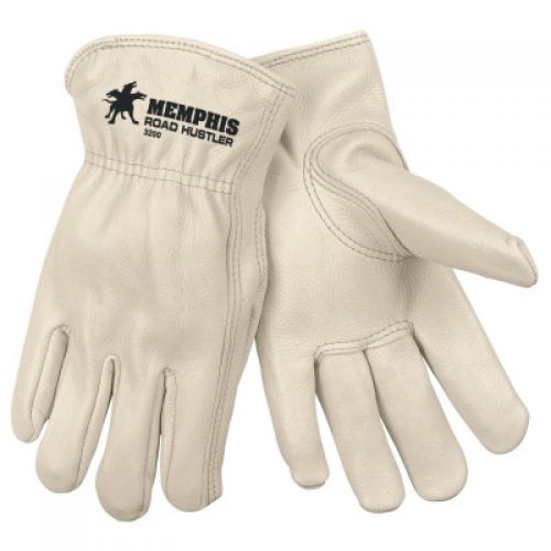 Unlined Drivers Gloves, Premium Grade Cowhide, Medium, Keystone Thumb, Beige