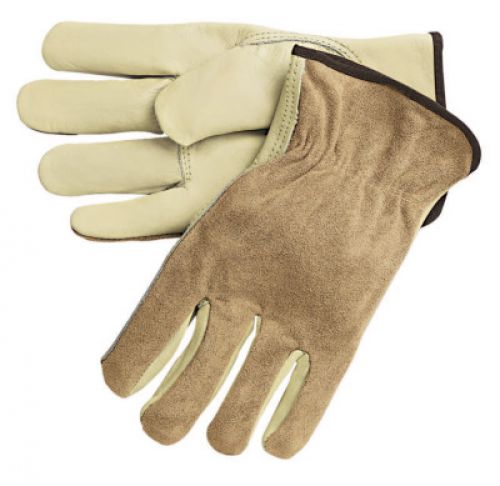 Unlined Drivers Gloves, Split Back/Cowhide, Large, Keystone Thumb, Beige/Brown