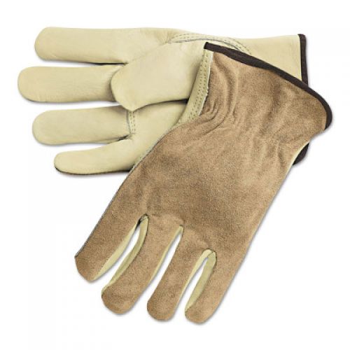 Unlined Drivers Gloves, Split Back/Cowhide, Small, Keystone Thumb, Beige/Brown