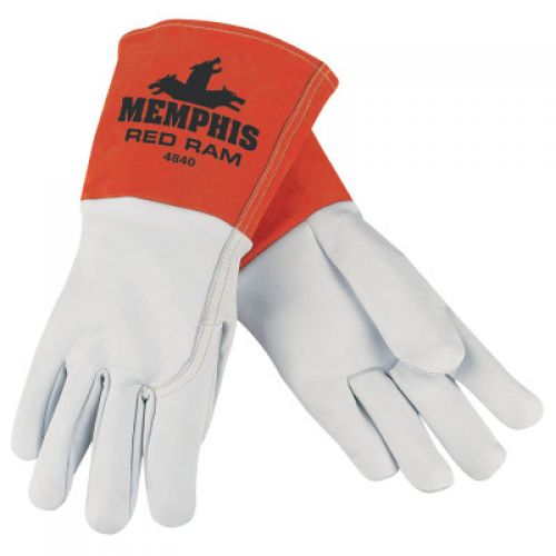 Goat Mig/Tig Welders Gloves, Prem Grade Goatskin/Split Cowhide, Large, White