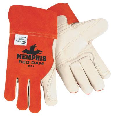 Cow Mig/Tig Welders Gloves, Premium Grade Cowhide Leather, Large, White/Russet