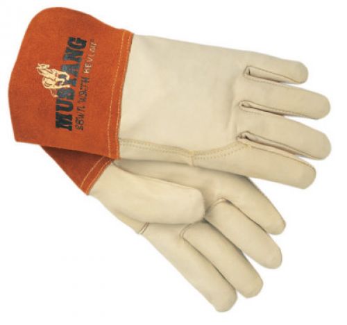 Mig/Tig Welders Gloves, Premium Grade Grain Goatskin, Large, Beige