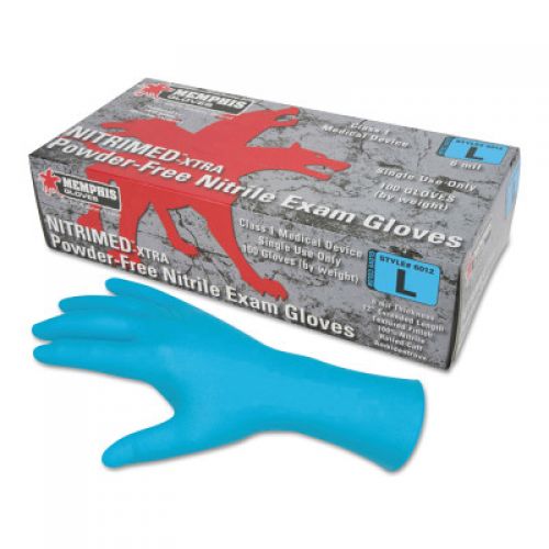 NitriMed Disposable Gloves, Powder Free, Textured, 6 mil, X-Large, Blue